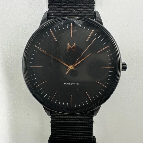 MVMT San Vicente Watch Women Black Nylon Slip Thru Band New Battery 10 Inch - Picture 2 of 13